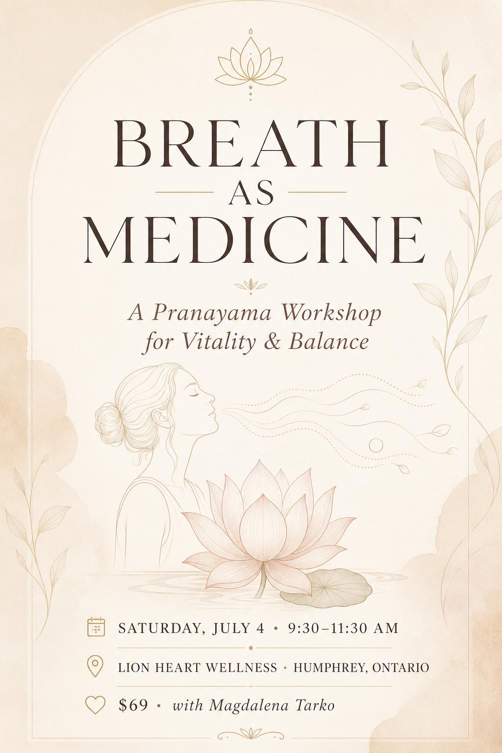 Breath as Medicine β Pranayama Workshop poster