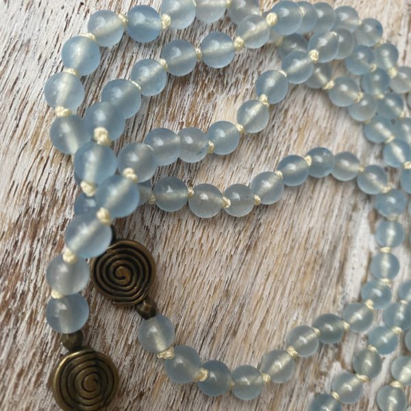 6mm Blue Jade with Light Cream Tassel - Image 4