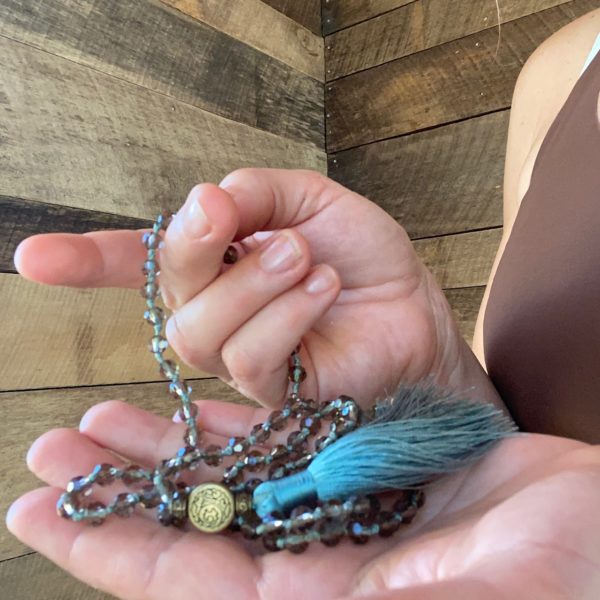6mm Faceted Smoky Quartz Soft Aqua Blue Tassel - Image 3