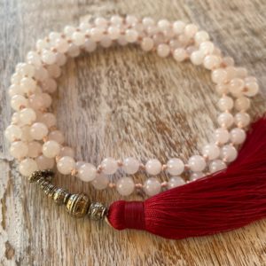 6mm Rose Quartz with Red Tassel