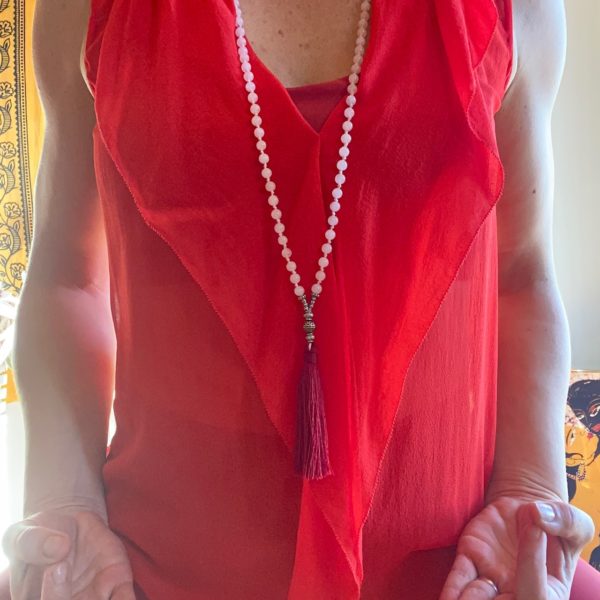 6mm Rose Quartz with Red Tassel - Image 2