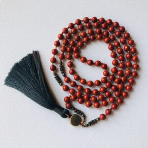 6mm Red Jasper with Charcoal Tassel